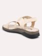 Women Beige Open Toe Flats With Backstrap Cheap