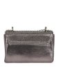 Women Pewter Toned Embellished Foldover Clutch For Sale