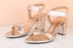 Women Rose Gold Shimmery Textured Block Heels For Discount