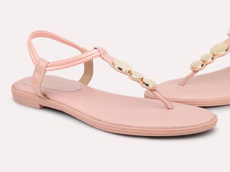 Women Pink Open Toe Flats Sale