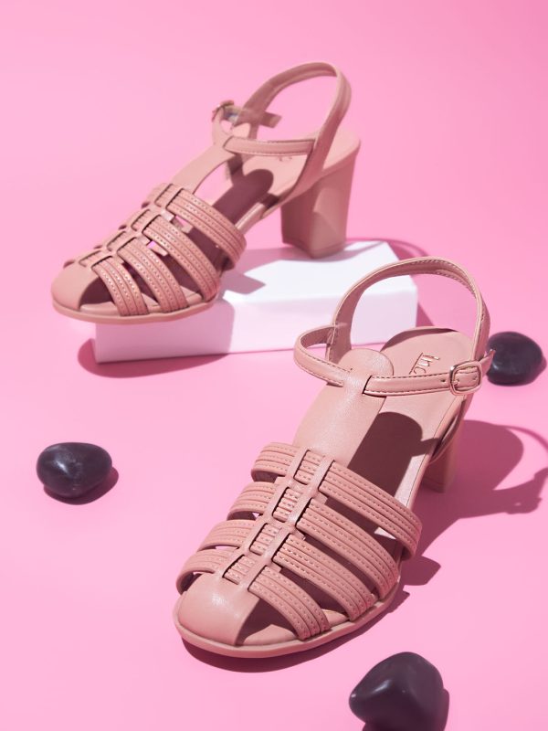 Women Peach Block Mules Online