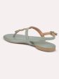 Women Green T-Strap Flats With Backstrap For Discount