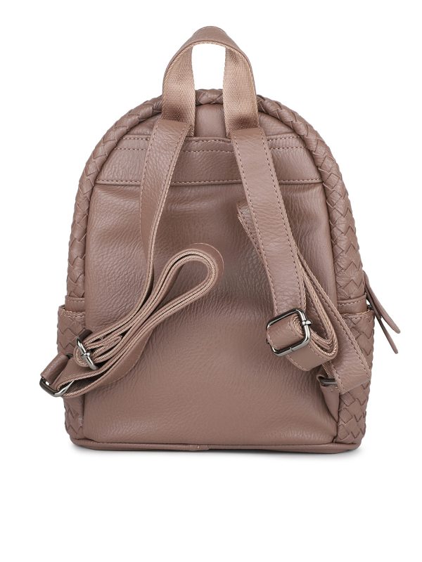 Women Brown Textured Mini Backpack Online