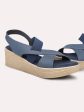 Women Blue Textured Wedge Heels Supply