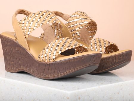 Women Beige Textured Wedge Heels Fashion