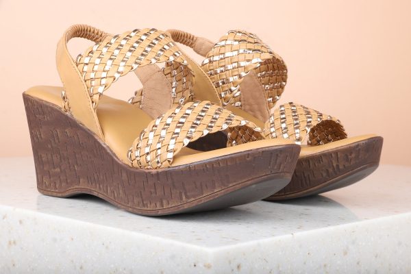 Women Beige Textured Wedge Heels Fashion