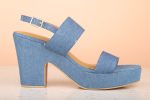 Women Blue Solid Platform Heels For Sale