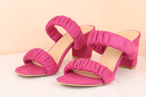 Women Rani Pink Textured Block Heels For Discount