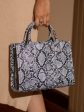 Women Blue Snake Skin Print Shoulder Bag on Sale