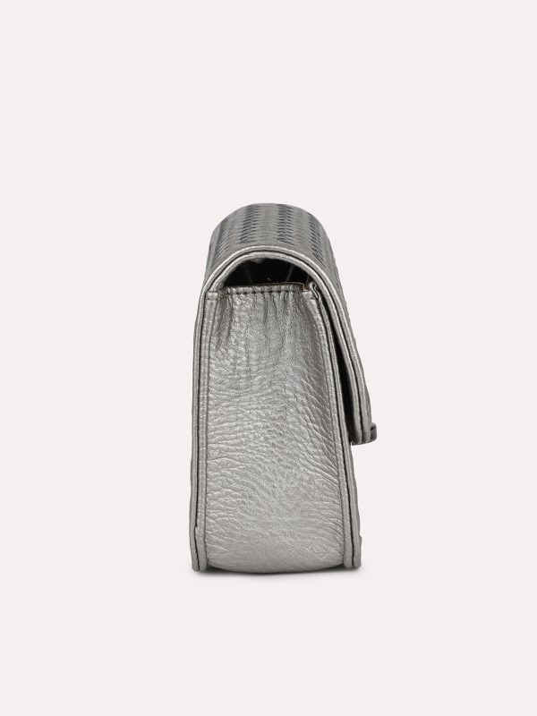 Women Pewter Textured Sling Bag Online Hot Sale