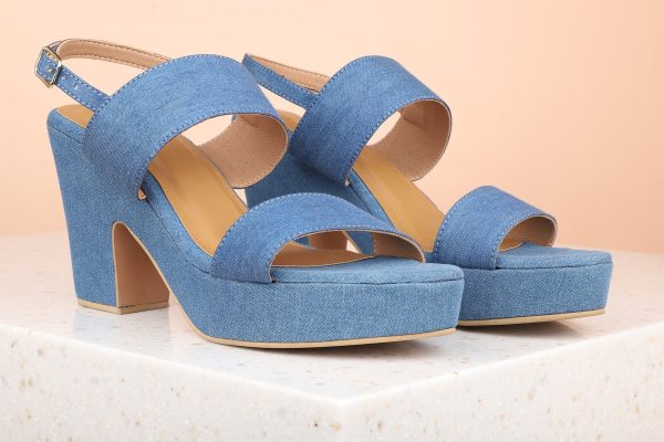 Women Blue Solid Platform Heels For Sale