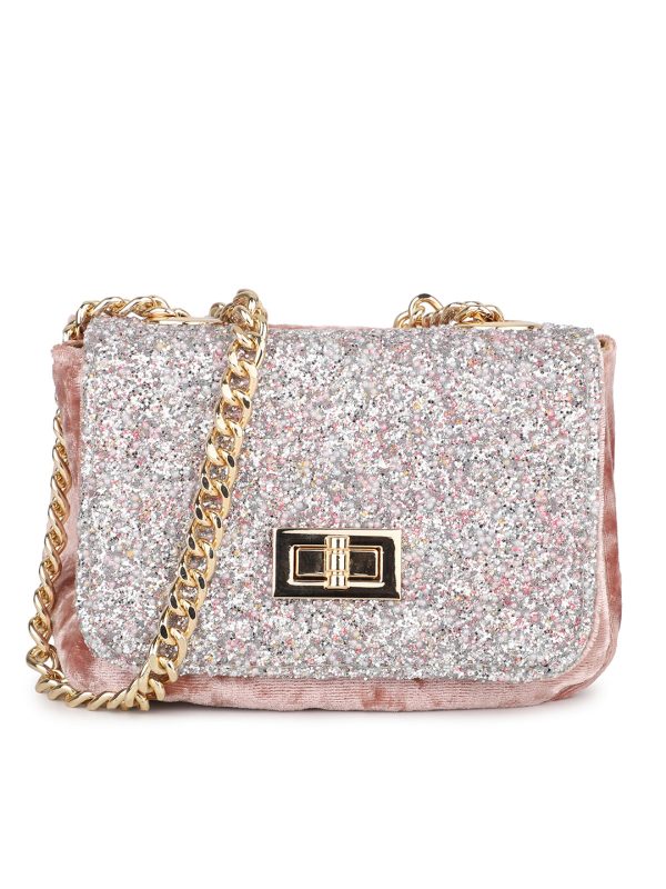 Women Pink Embellished Sling Bag For Sale