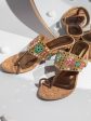 Women Antique Embellished Ethnic Block Heels Cheap