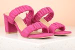 Women Rani Pink Textured Block Heels For Discount