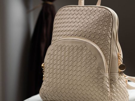 Women Beige Textured Backpack Cum Handbag Online now