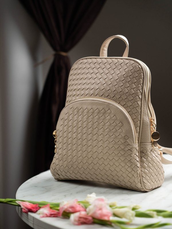 Women Beige Textured Backpack Cum Handbag Online now