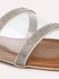 Women Pewter Embellished Open Toe Flats For Cheap