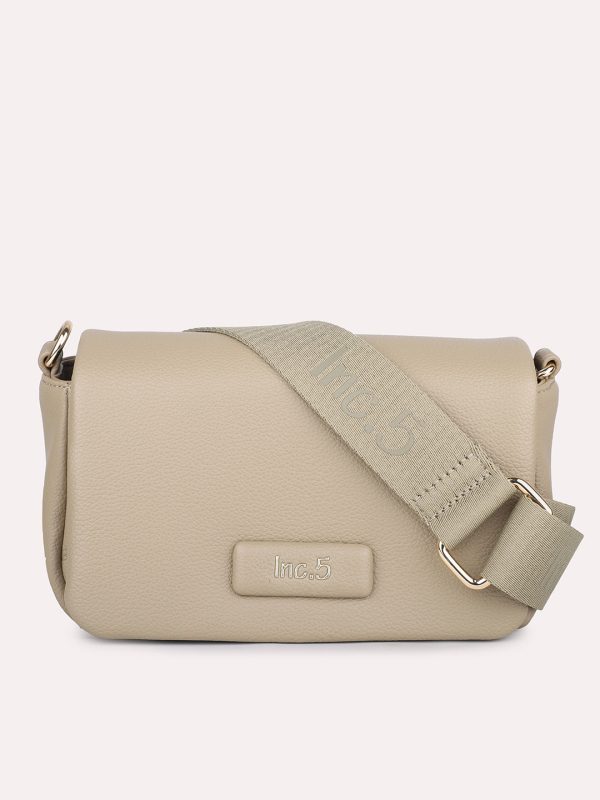 Women Beige Solid Sling Bag Online Sale