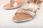 Women Rose Gold Shimmery Textured Block Heels For Discount