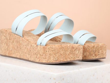 Women Blue Wedge Sandal Heels Hot on Sale