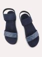 Women Navy Textured Open Toe Flats Online Sale