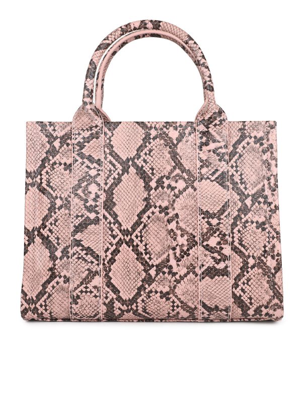 Women Pink Snake Skin Print Shoulder Bag Supply