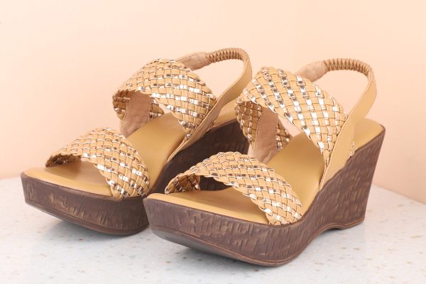 Women Beige Textured Wedge Heels Fashion