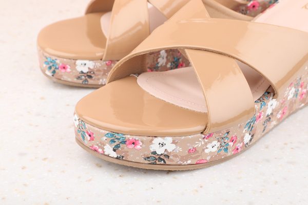 Women Beige Embellished Wedge Heels For Sale