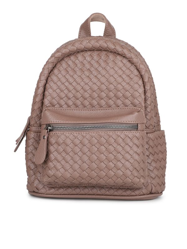 Women Brown Textured Mini Backpack Online