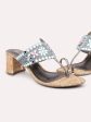 Women Pewter Embellished Ethnic Block Heels Online now