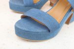 Women Blue Solid Platform Heels For Sale