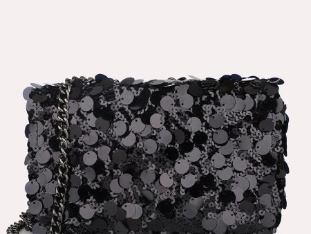 Women Black Embellished Foldover Clutch Online