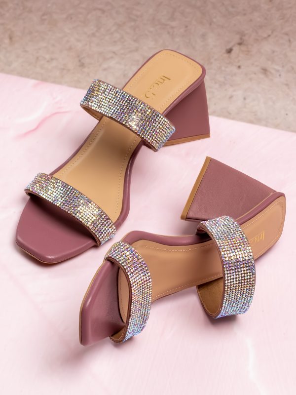 Women Purple Embellished Block Heels Online