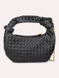 Women Black Textured Structured Hobo Bag Hot on Sale