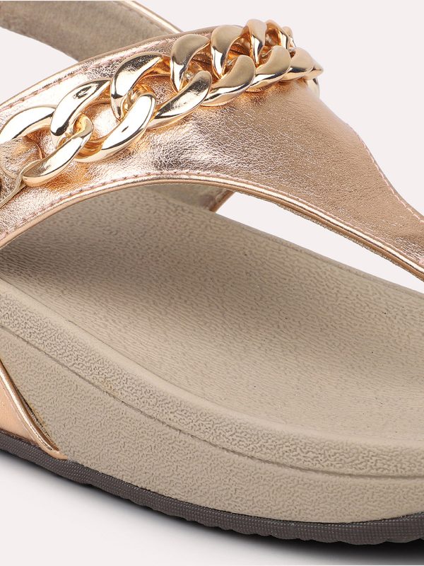 Women Rose Gold Embellished Wedges For Cheap