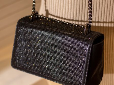 Women Black Toned Embellished Foldover Clutch Fashion