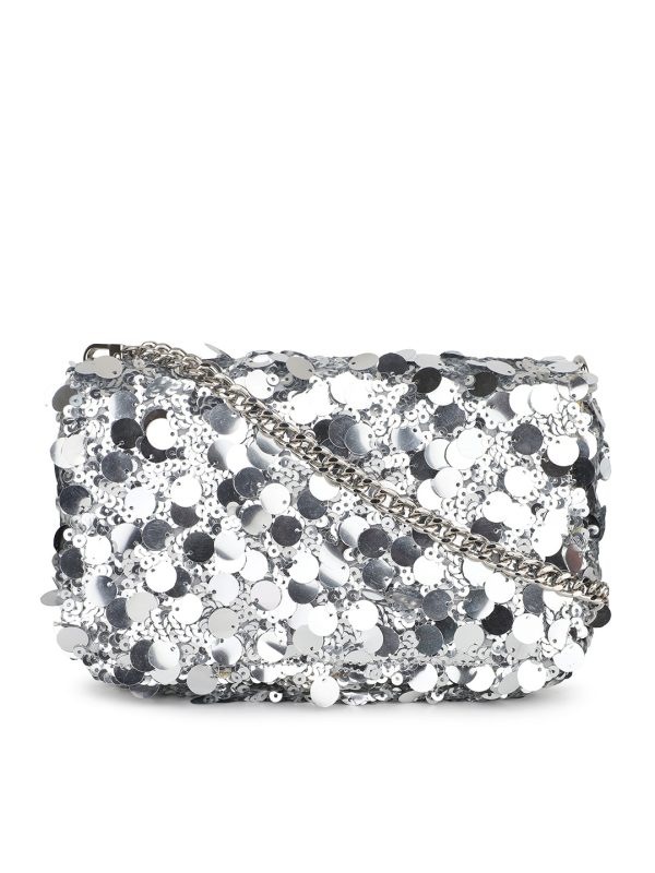 Women Silver Embellished Foldover Clutch Online