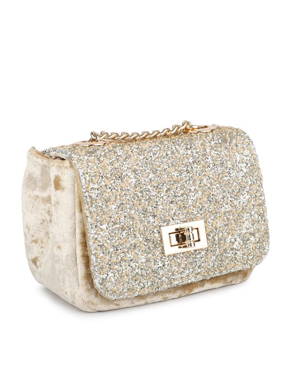 Women Gold Embellished Sling Bag Supply