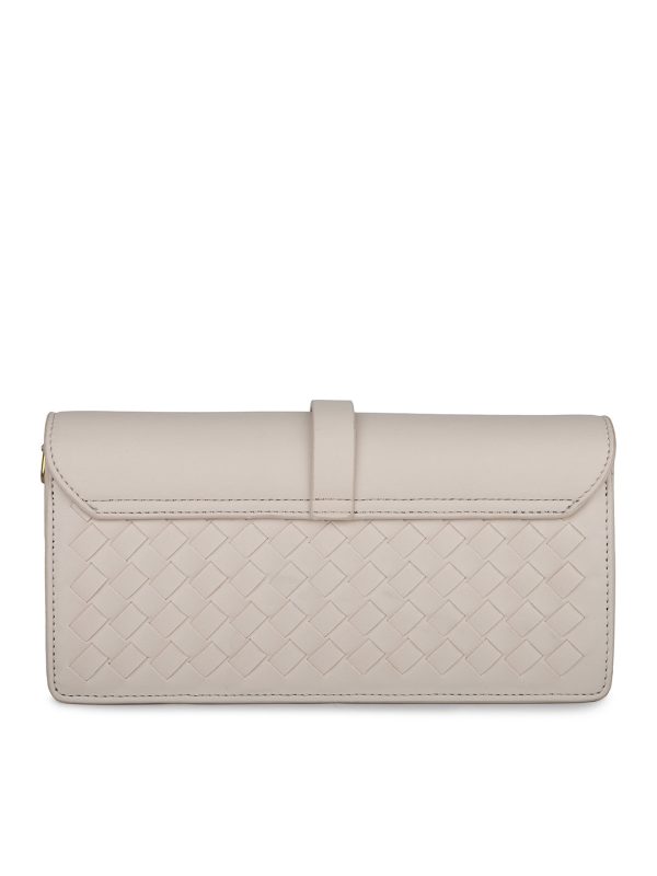 Women Cream Textured Clutch Sale