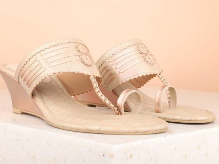 Women Beige Embellished One Toe Wedges Online