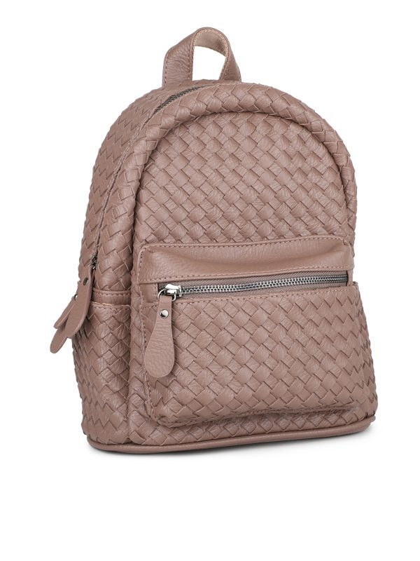 Women Brown Textured Mini Backpack Online