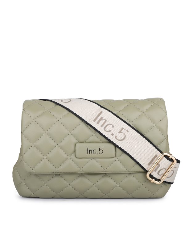 Women Green Quilted Sling Bag For Cheap