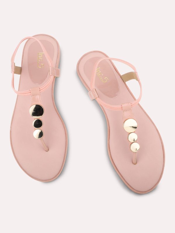 Women Pink Open Toe Flats Sale