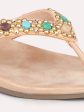 Women Rose Gold Ethnic Embellished Open Toe Flats Discount