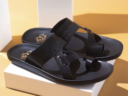 Atesber Black Thong Sandal For Mens Sale