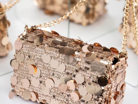 Women Rose Gold Embellished Foldover Clutch Hot on Sale