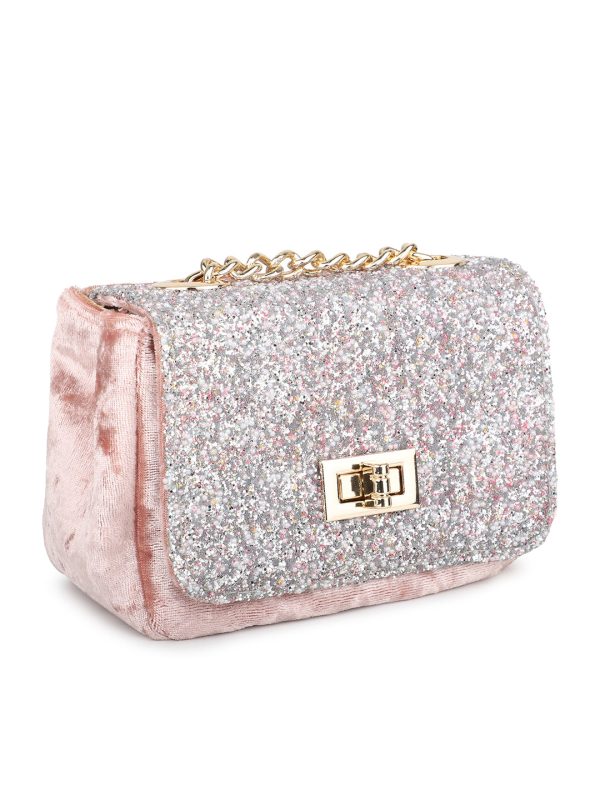 Women Pink Embellished Sling Bag For Sale