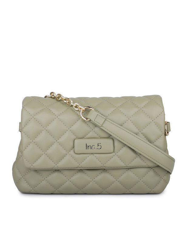 Women Green Quilted Sling Bag For Cheap