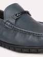 Atesber Navy Textured Loafer Shoes For Men Cheap