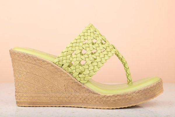 Women Green Textured Wedge Heels For Sale